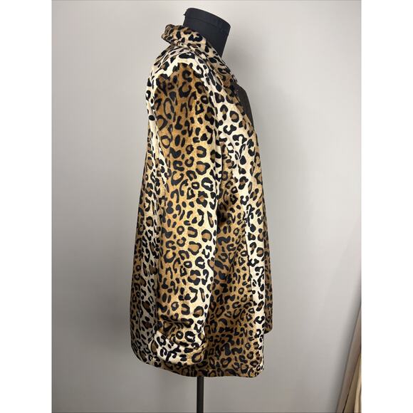 Dennis Basso Rain Jacket Brown S Leopard Print Reversible Large Women’s Coat - Picture 5 of 13
